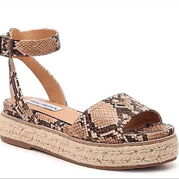 Steve Madden GABI ESPADRILLE PLATFORM SANDAL Tan Snakeskin New NWT - Picture 9 of 9